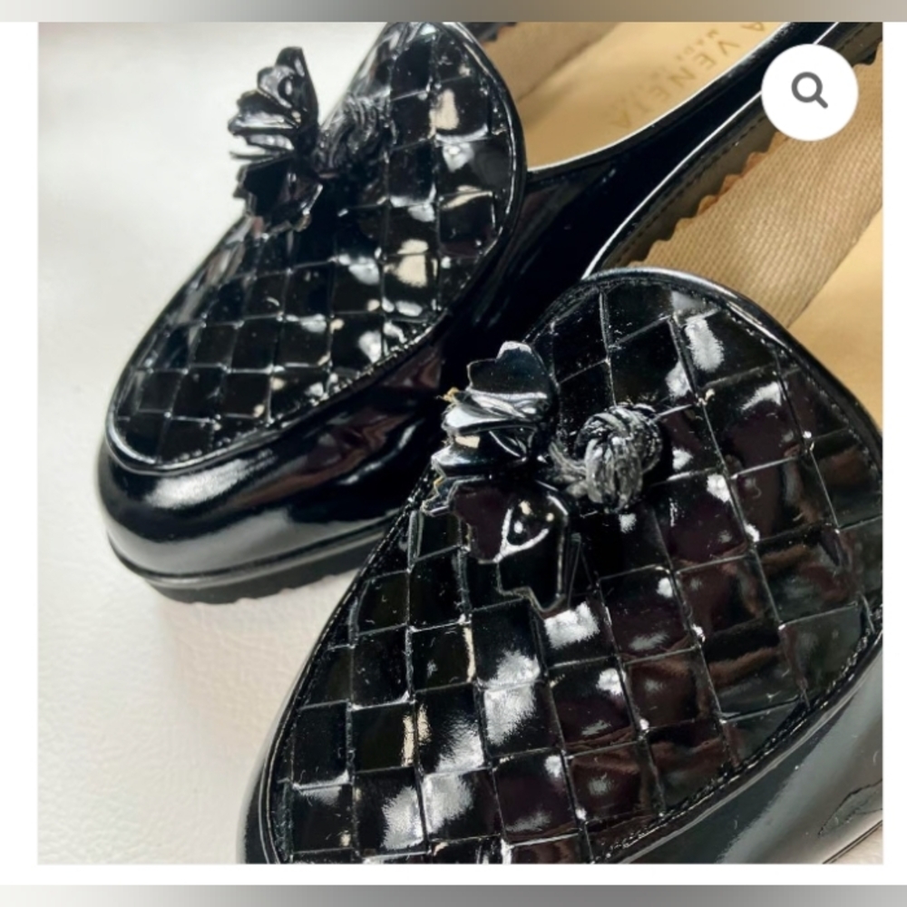 Bottega Veneta, Vintage, Tassel Loafers, Patent Intrecciato, Size 8.5